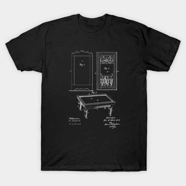 Billiard Table Vintage Patent Drawing T-Shirt by TheYoungDesigns